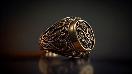 Awesome expensive luxury middle age era ring, close-up shot. AI generated.