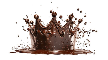 Hot chocolate crown splash on isolated transparent png. Generative ai