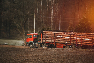 tree trunk logs loaded on a truck