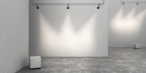 Mockup white empty wall for artwork presentation. 