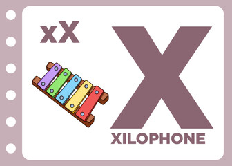 Obraz premium x is for xylophone cartoon free vector 