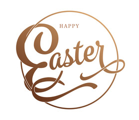 beautiful Text composition "Happy Easter" on transparent background with dark brown and light brown gradient.