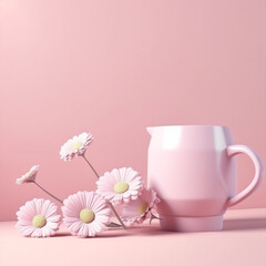 Fototapeta na wymiar pink and lilac shades background coffee espresso, spring relax theme concept, generative ai illustration