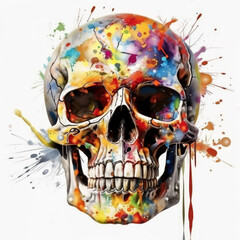 Color Explosion: A Dazzling Display of a Rainbow Skull