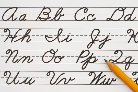 Cursive writing on vintage ruled line notebook paper