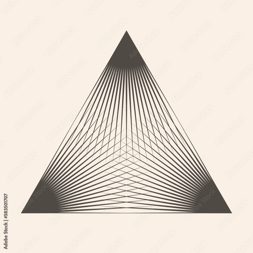 Poster triangle with lines as pyramid over white background. abstract sacred illustration. art line geometr