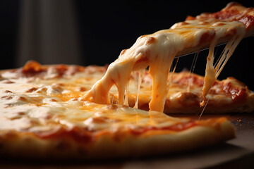 pizza with ham and cheese slice