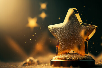 Gold winners award, Trophy at award ceremony, generative ai