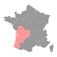 Fototapeta na wymiar Nouvelle-Aquitaine Map. Region of France. Vector illustration.