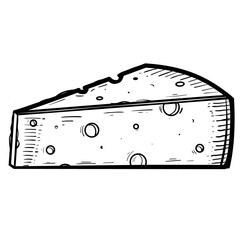 Sliced Swiss Cheese Hand Drawn Illustration Icon