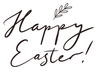 simple design element hand lettering happy easter holiday christian black letters on white background minimalism style for postcard media