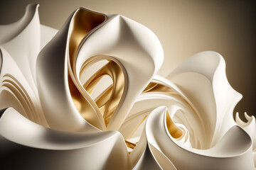 Abstract layers of white and gold. Generative AI