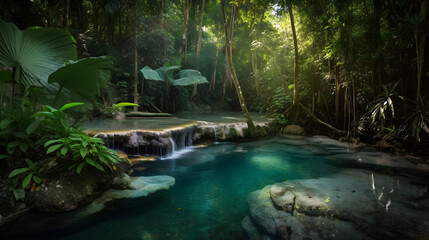 waterfall in the jungle generative ai
