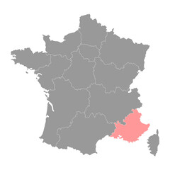 Provence-Alpes-Cote d'Azur Map. Region of France. Vector illustration.