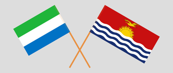 Crossed flags of Sierra Leone and Kiribati. Official colors. Correct proportion