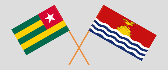 Crossed flags of Togo and Kiribati. Official colors. Correct proportion