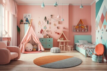 olorful Dreams: Contemporary Interior Design for Kids' Bedrooms, architecture ideas for kids room, GENERATIVE AI