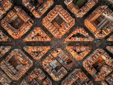 Captivating Aerial View over Barcelona and its iconic landmarks