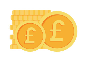 British Pound Coins Money Currency Icon Clipart for Business and Finance Elements Vector Illustration