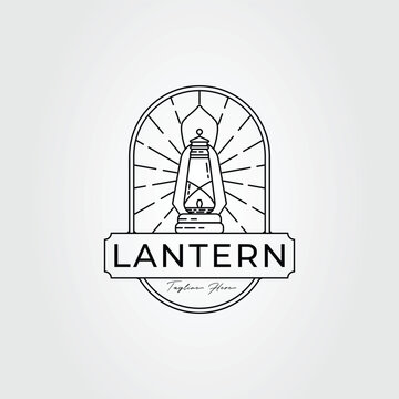 vintage lantern or lamp light logo vector illustration design