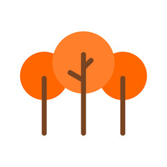 Orange leaves trees autamn season icon flat vector design
