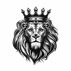 Obraz premium Lion With Crown. Generative AI