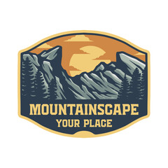 Mountain scape Badge Illustration