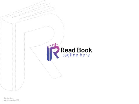 Read book logo design - R letter logo Free Vector