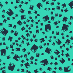 Black Wallet icon isolated seamless pattern on green background. Purse icon. Cash savings symbol. Vector