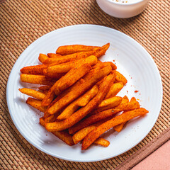 peri peri french fries close up shot