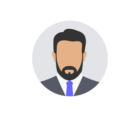 Business CEO executive bearded businessman icon design. Confident businessman portrait. Business concept vector design and illustration.