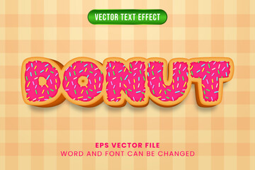 Pink donut 3d editable vector text effect