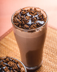 cold coffee with chocolate powder on top 