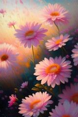 Fototapeta na wymiar An artistic painting of pink flowers