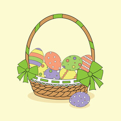 Fototapeta premium Easter basket with easter eggs