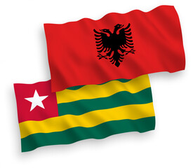 Flags of Togolese Republic and Albania on a white background
