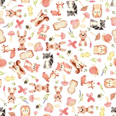 Pattern animal cute wood watercolor