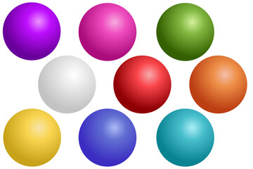 Set of Colorful 3D Balls on White Background Isolated Ball Round Shape Object Item Sport Game for Kids Illustration Vector Collection Activity Leisure