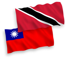 Flags of Republic of Trinidad and Tobago and Taiwan on a white background