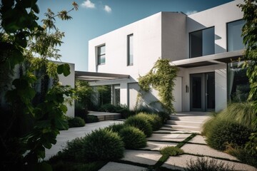 Fototapeta na wymiar Illustration of a modern house - Created with generative AI 