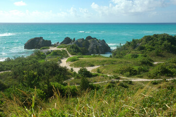 trails on the coast of the island of Bermuda