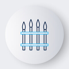 Line Classic iron fence with metal pillars icon isolated on white background. Ancient wrought iron fence. Colorful outline concept. Vector