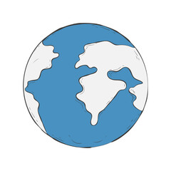 Simple Earth Globe in doodle style. Vector Illustration of Planet Earth