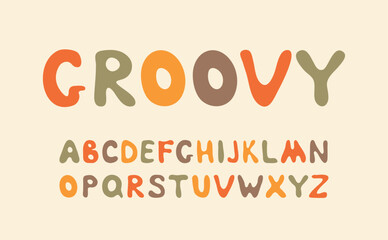 Retro groovy font. Vector hipster 70's styled decorative letters. Vintage typface for posters