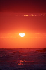 Golden sky ocean sunrise, Burleigh Gold Coast Australia	
