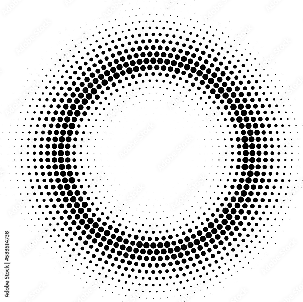 Wall mural halftone effect dotted frame. isolated vector dotted gradient circle