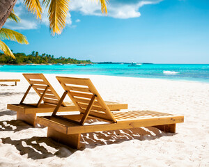 Vacation summer holidays background wallpaper - sunny tropical Caribbean paradise beach with white...