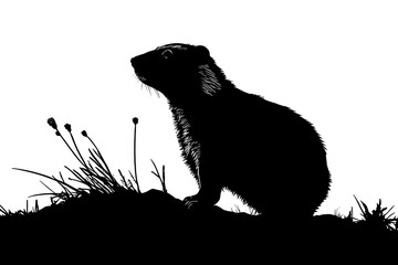 Groundhog rodent black silhouette animal.