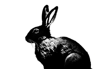 Easter Bunny. Black rabbit on a white background.