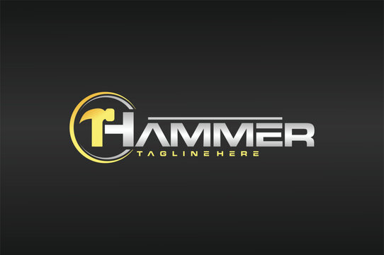 letter H hammer typography logo